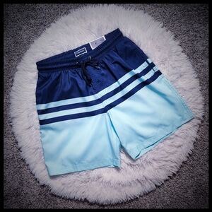 NWT Men's Club Room Aqua and Navy Swim Trunks Size Small
